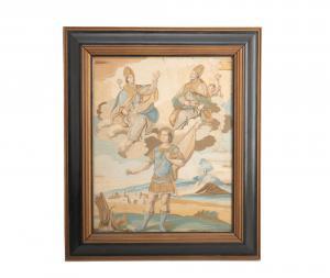 ANONYMOUS,St. Michael with bishops in a classical landscape,Bonhams GB 2015-06-25