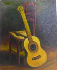 ANONYMOUS,Still life of a guitar leaning on a chair,Criterion GB 2019-05-27