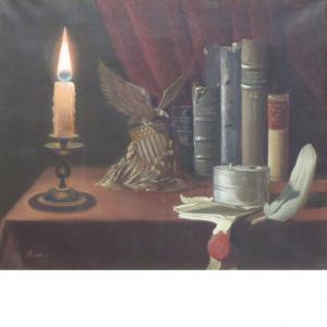 ANONYMOUS,Still Life with Candle, Books and Inkpot on a Table,William Doyle US 2015-01-28