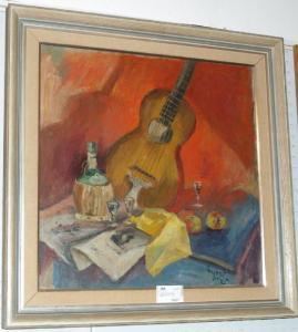 ANONYMOUS,Stilleben med gitarr,1941,Crafoord SE 2014-03-08