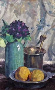 ANONYMOUS,Still-life with lemons and violets,1926,Meissner Neumann CZ 2009-09-26