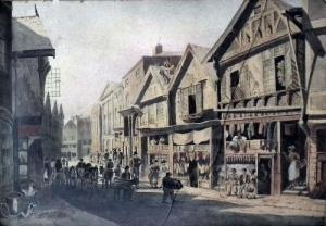 ANONYMOUS,Street scene with various shops and figures,Canterbury Auction GB 2011-07-12