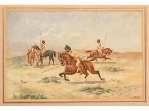 ANONYMOUS,Study of cavalry officers onhorseback wearing turb,Duke & Son GB 2011-03-03