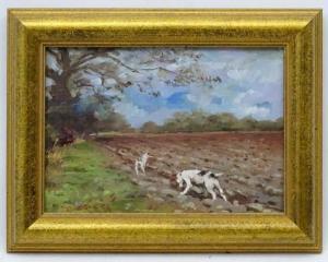 ANONYMOUS,Terrier dogs at the edge of a ploughed field,Dickins GB 2017-12-08