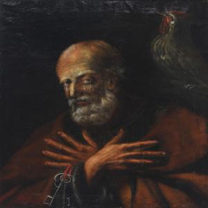 ANONYMOUS,The penitent Saint Peter with keys and rooster,Bruun Rasmussen DK 2012-06-18