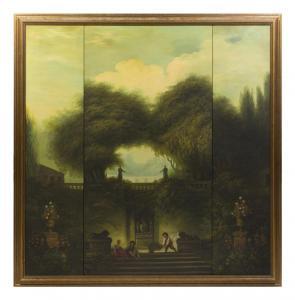 ANONYMOUS,the scene depicting figures seated before a wall in a garden,Hindman US 2013-02-10