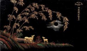 ANONYMOUS,trois daims auprès de bambous, à la pleine lune, c,Aguttes FR 2018-12-10