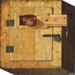 ANONYMOUS,TrompeL'oeil with a monkey in a cage,1862,Bruun Rasmussen DK 2011-05-02