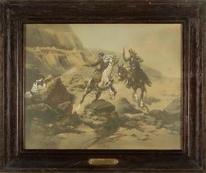 ANONYMOUS,Two men on horseback engaged in a gunfight with an Native American,Eldred's US 2010-06-24
