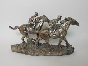 ANONYMOUS,Two race horses and jockeys in full gallop with silvered finish,Wotton GB 2017-03-01