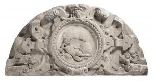 ANONYMOUS,TYMPANUM WITH A RECLINING PUTTO AND VANITAS EMBLEMS,Sotheby's GB 2015-11-25