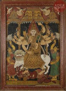 ANONYMOUS,Vénération de la déesse Mahishasura-mardini,19th century,Ader FR 2017-11-15