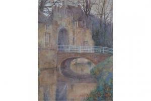 ANONYMOUS,View of a gate house with bridge and moat,Capes Dunn GB 2015-06-23