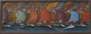 ANONYMOUS,Viking ships with colorful sails,CRN Auctions US 2016-06-26