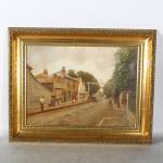 ANONYMOUS,Village street scene with figures and horse-drawn carts,Burstow and Hewett GB 2023-02-09