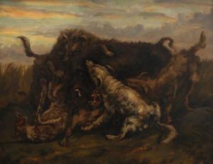 ANONYMOUS,Wild boar fighting with dogs,Meissner Neumann CZ 2007-11-10