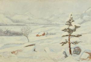 ANONYMOUS,Wintry landscape with hills and cottage,20th century,Bruun Rasmussen DK 2018-05-08