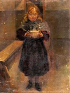 ANONYMOUS,Young Girl Holding a Soup Bowl,Tiroche IL 2010-10-08
