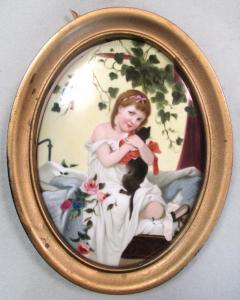 ANONYMOUS,young girl seated on the edge of a bed holding a cat,Cheffins GB 2018-06-28