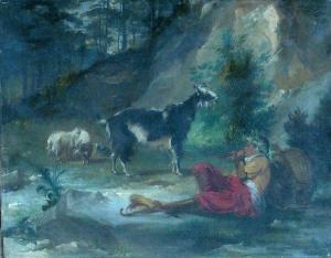 ANONYMOUS,Young shepherd playing his flute with some goats in forest,Deutsch AT 2012-10-23
