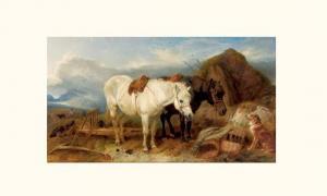 ANSDELL Richard 1815-1885,Chevaux devant un chien dans la campagne,1876,Beaussant-Lefèvre 2004-12-03