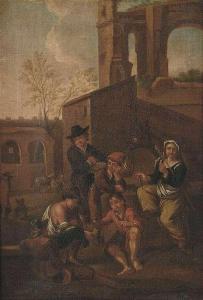 ANTHONI GOBAU 1616-1698,A peasant family in front of ancient ruins,Nagel DE 2013-02-20