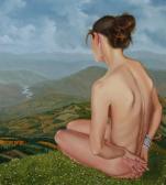ANTHONY Christian 1945,Female nude sitting looking out over a valley, her,2001,Morphets 2018-11-29