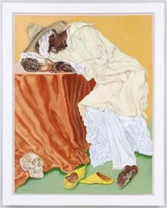 ANTHONY Christian 1945,seated sleeping figure with skull,2015,South Bay US 2022-04-30