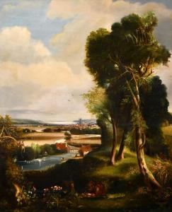 ANTHONY Henry Mark,An extensive river landscape with a town and coast,John Nicholson 2021-03-24