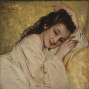 ANTIGNA Alexandre 1817-1878,Jeune fille au divan,Ader FR 2020-09-25