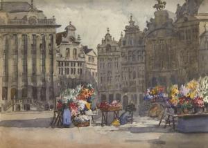ANTOINE Marc,Flower seller, Place du Grand Sablon, Bruxelles, a,1922,Rosebery's GB 2021-11-18
