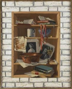 ANTONELLI Piero 1916-1990,Trompe l'oeil of objects on a shelf,Eldred's US 2022-02-11