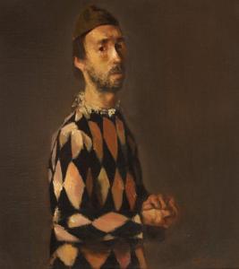 ANTONESCU Cornel 1940,Autoportret în costum de arlechin,1981,Artmark RO 2021-11-15