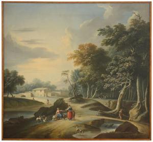 Antoniani Francesco 1743-1775,Paesaggio fluviale con figure e ponticello,Meeting Art IT 2023-11-11