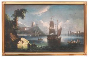 ANTONIANI Paolo Maria 1735-1807,Marina al tramonto con velieri e figure,Meeting Art IT 2020-06-27