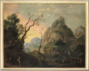 ANTONIO TRAVI DETTO IL SESTRI & GIOVANNI ANDREA DE FERRARI 1608-1665,Paesaggio montuoso con c,Cambi 2023-11-30