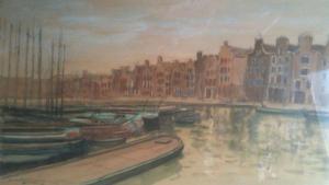 ANTRAL Louis Robert 1895-1939,Amsterdam 
péniches à quai,1927,Piasa FR 2012-10-19