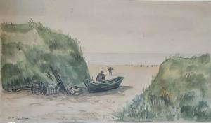 ANTRAL Louis Robert 1895-1939,Pêcheurs et barque sur la plage, Donville,Rossini FR 2023-10-05