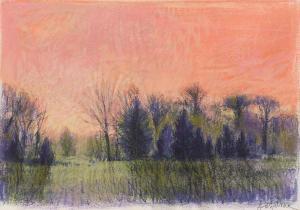 ANZALONE William 1935,Orange Sky Landscape (Untitled),2006,Simpson Galleries US 2022-02-12