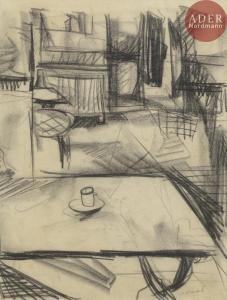 AOUAD Farid 1924-1982,Terrasse de café au Liban,1955-58,Ader FR 2017-12-06