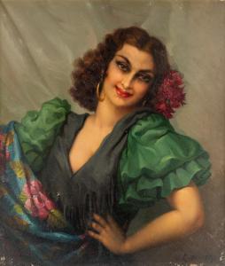 APESTEGUIA Efren 1900-1970,Woman in a Green Dress,Shapiro Auctions US 2019-07-13