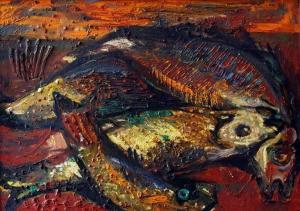 apine benita 1929,Still life with fishes,1970,Antonija LV 2009-03-14