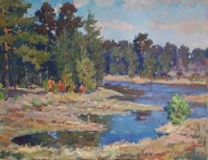 apinis jekabs 1899-1945,Landscape with pines, forest lake,1930,Antonija LV 2019-08-29