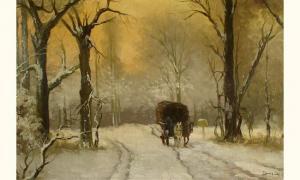 APOL Louis Francis Henri 1850-1936,Charrette dans la neige,Iegor-Hotel Des Encans CA 2006-01-31