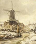APOL LOUIS 1874-1945,Mill in a winter landscape,Glerum NL 2010-11-08