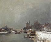 APOL LOUIS 1874-1945,Moored boats along a canal in winter,Christie's GB 2015-06-23