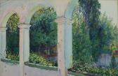 APPERLEY George Owen Wynne 1884-1960,A courtyard garden with arched terrace,1914,Mallams 2023-10-18