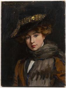 APPERLEY George Owen Wynne 1884-1960,Portrait of the artist's wife,1909,Mallams GB 2023-10-18