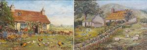 APPLETON E 1920,Two rural cottages surrounded,Wright Marshall GB 2016-05-12