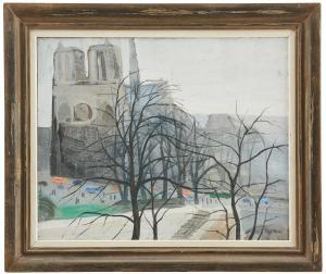 ARÉN Olof 1918-2003,Vy mot Notre Dame, Paris,Uppsala Auction SE 2022-01-18